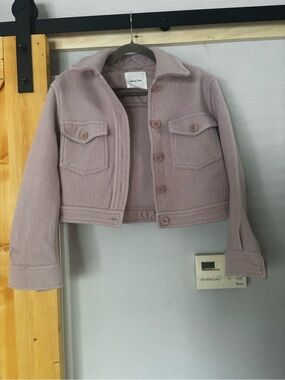 Aritzia Wilfred Free Ganna Cropped Shirt Jacket 100% Merino Wool Dusty Rose  XS